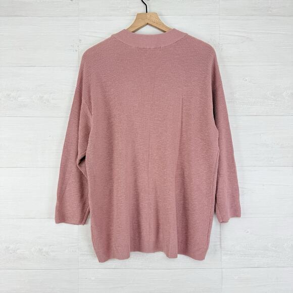 Free People Malibu Surf Sweater Large Oversized Mauve Pink Fall Slouchy Relaxed - Picture 6 of 15